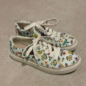 Toms White Floral Canvas Sneakers